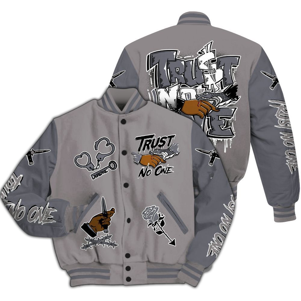 Varsity Jacket To Match Cool Grey 11s - Trust No One Dripping All Over Print