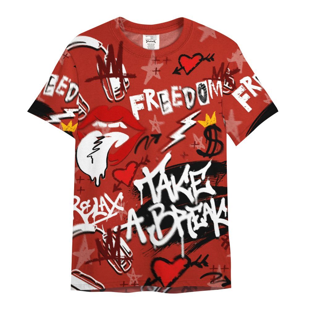 Shirt To Match SP Firewood Orange 4s - Take Break Freedom Graffiti Streetwear All Over Print