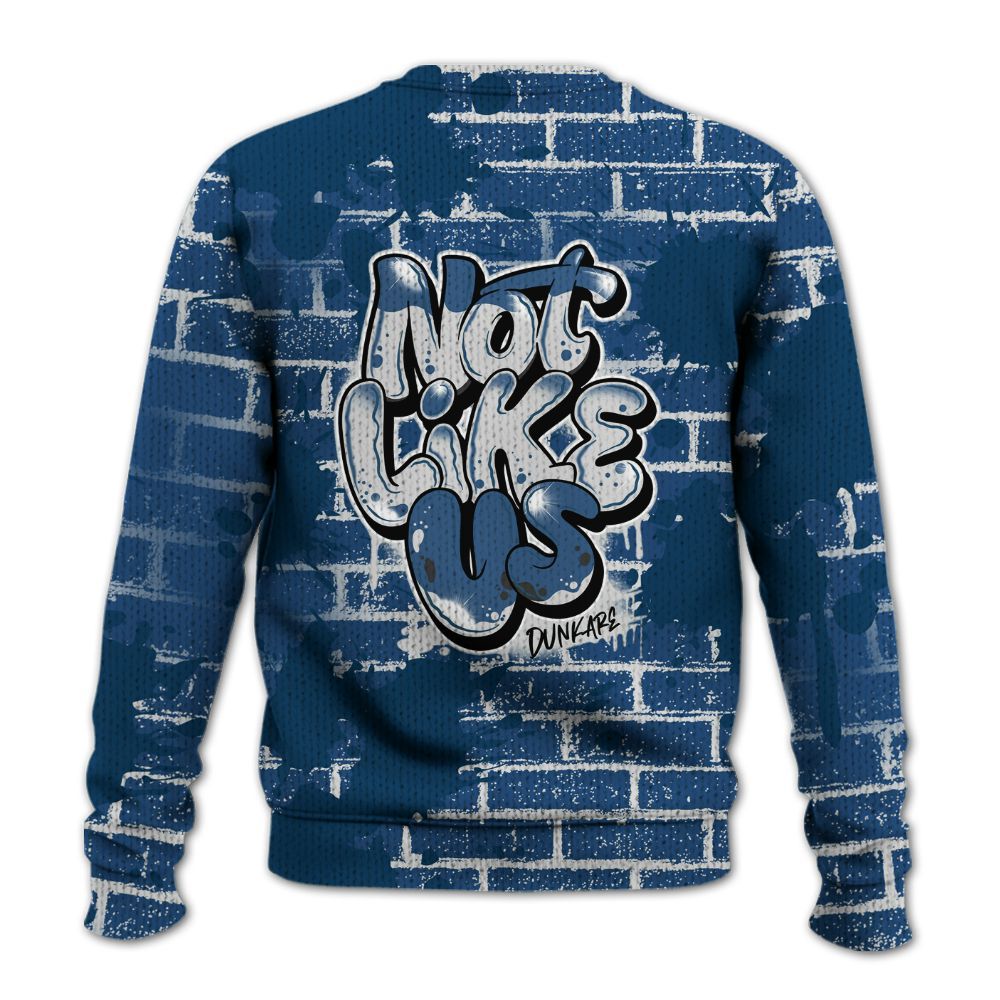 Knitted Sweater To Match High OG Midnight Navy 1s - None Like Us Graphic Brick Art