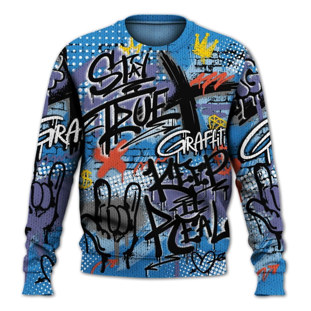 Knitted Sweater To Match Hi-Res Blue 700s - True It Real Graffiti Streetwear