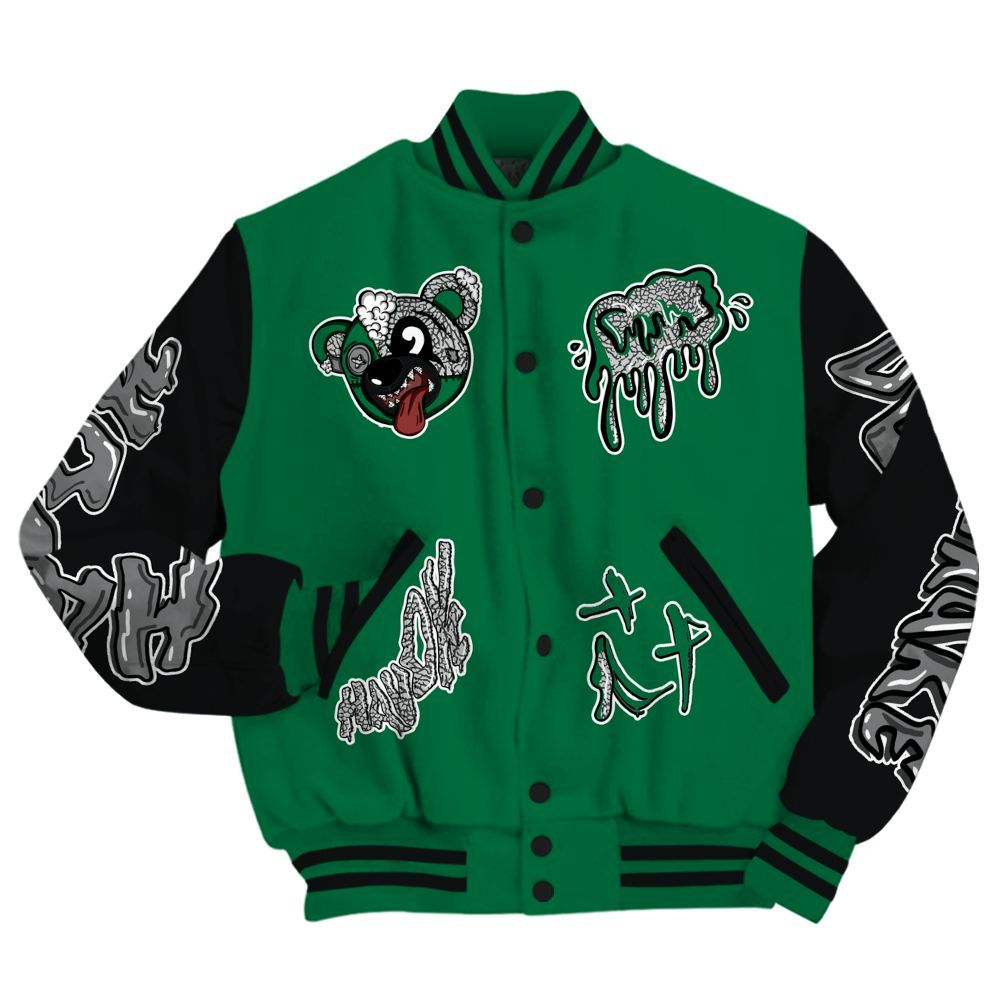 Varsity Jacket To Match Pine Green 3s - Havok Bear All Over Print