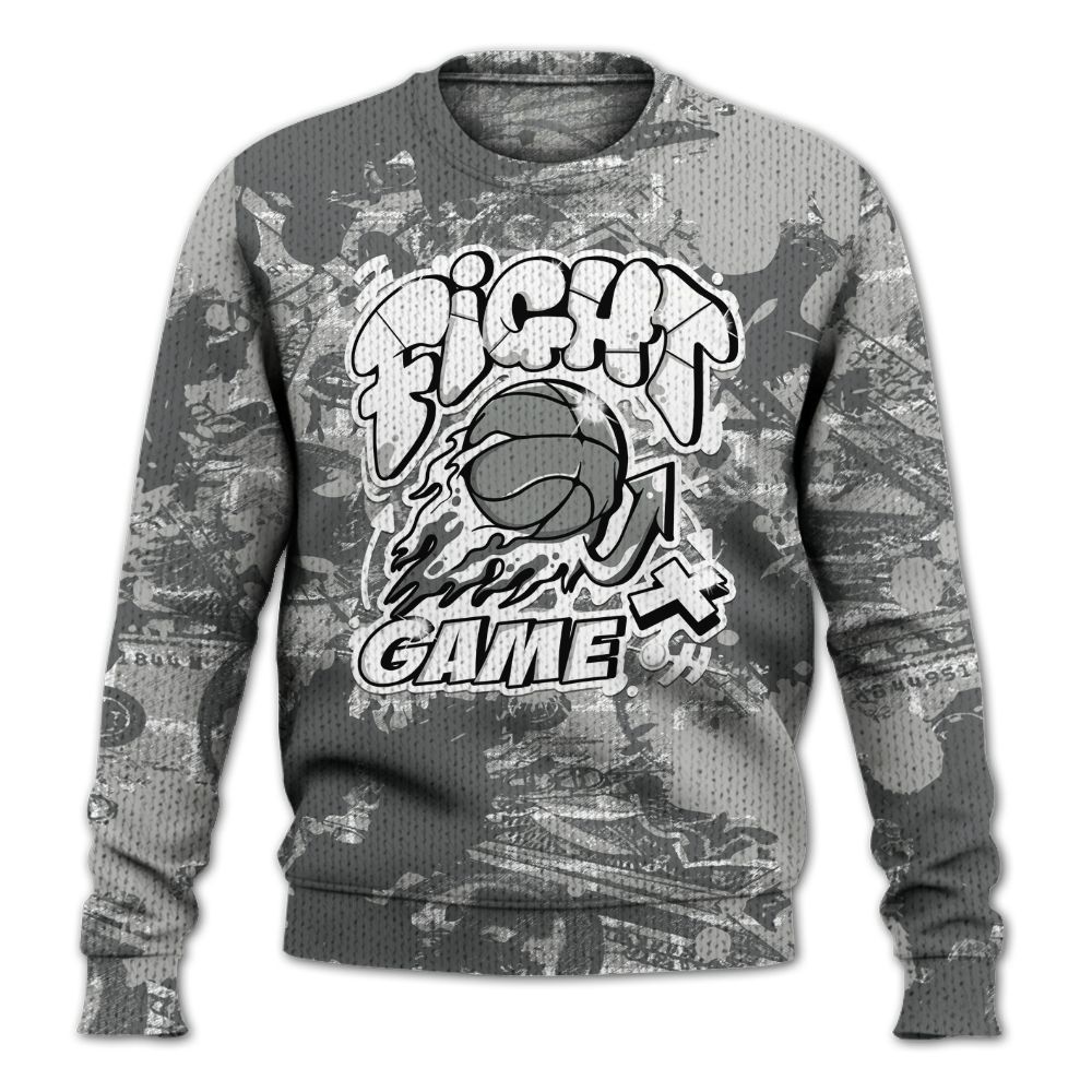 Knitted Sweater To Match Retro Wet Cement 4s - Fighter Games Graphic Street Art