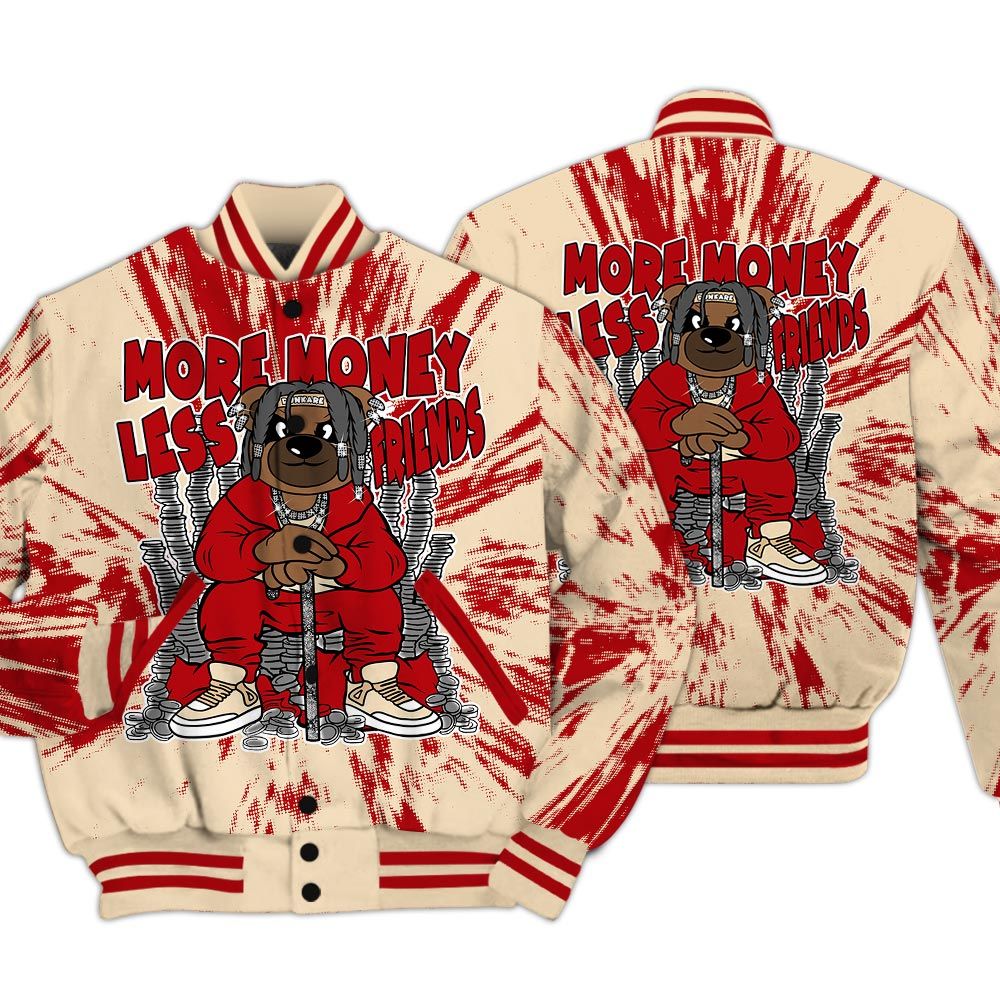 Varsity Jacket To Match Dunk Low Strawberry Waffle - More Moneys Bear Luxury Varsity Jacket Unisex