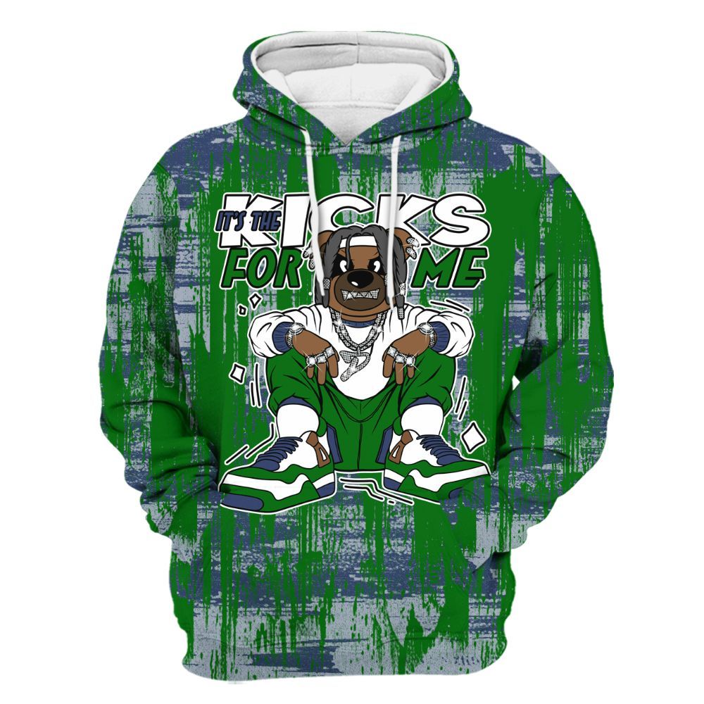 Hoodie To Match Midnight Navy 13s - Sneakers Bear Glitch Art All Over Print