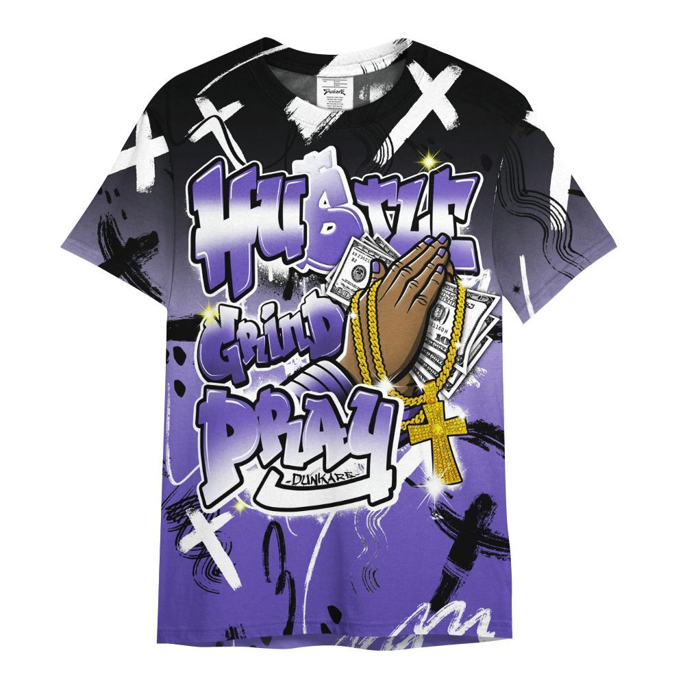 Shirt To Match Field Purple 12s - Money Hustle Grind Pray All Over Print