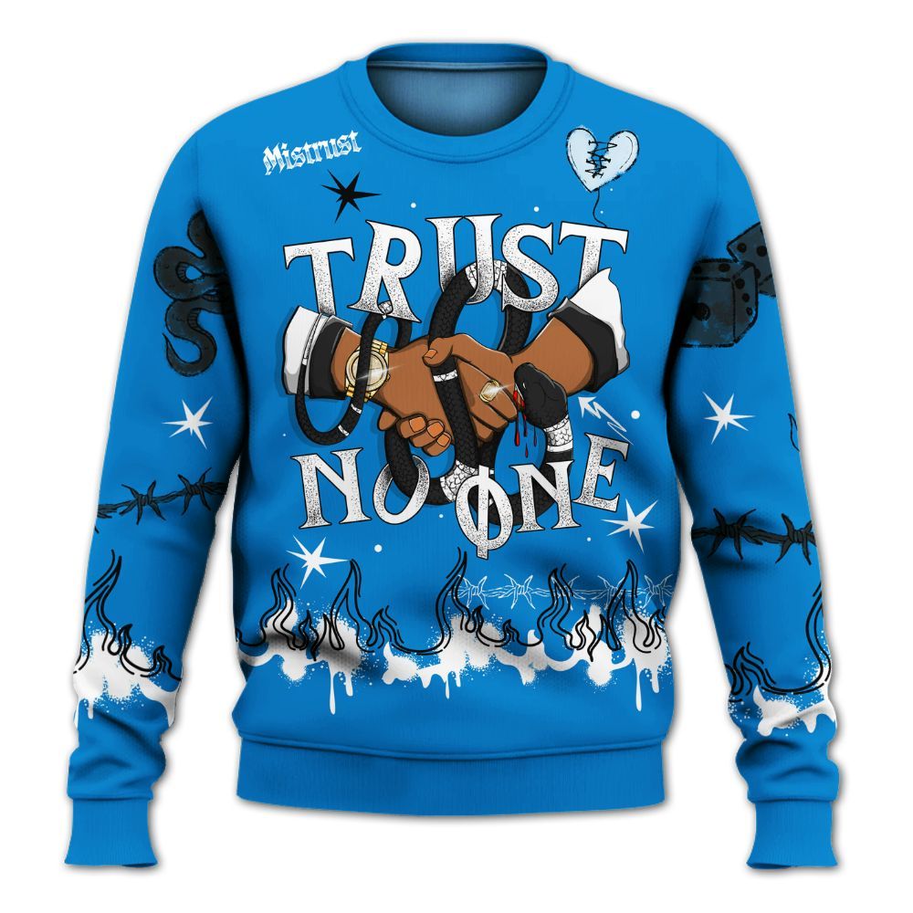 Sweatshirt To Match High OG FragmentxULA White Black 1s - Trust No One Snake-Bite Doodle Crayon All Over Print