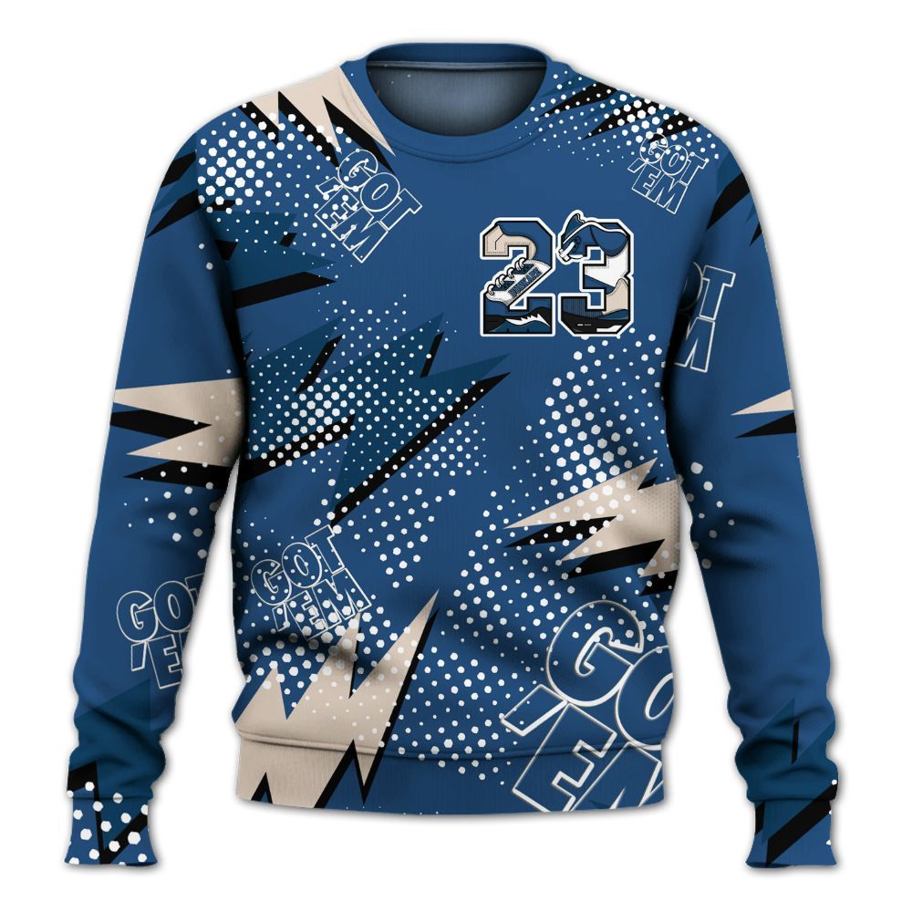 Sweatshirt To Match High OG Midnight Navy 1s - Custom Name Number 23 5s All Over Print