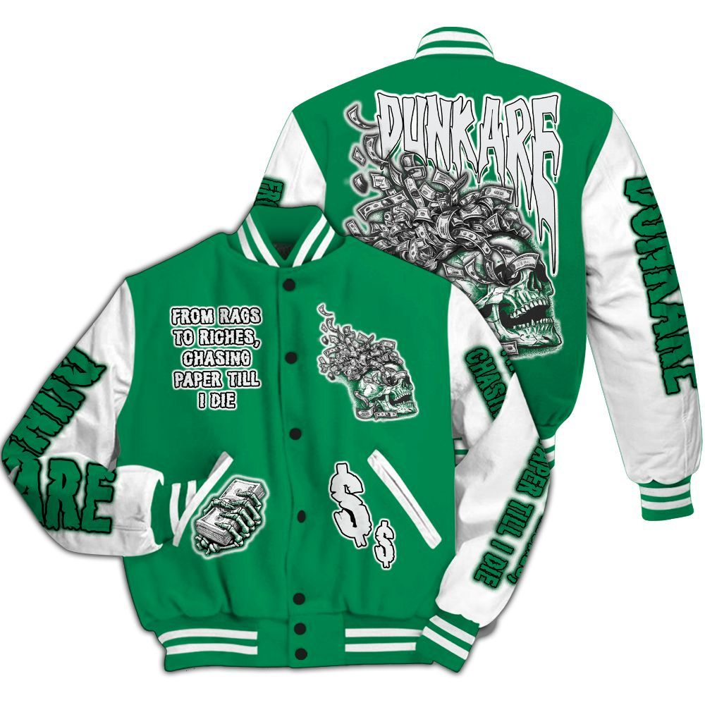 Varsity Jacket To Match Mid Lucky Green 1s - From Rags To Riches All Over Print