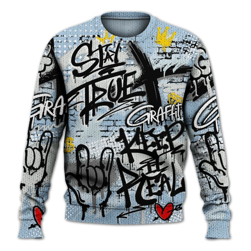 Knitted Sweater To Match Forget Me Not 4s - True It Real Graffiti Streetwear