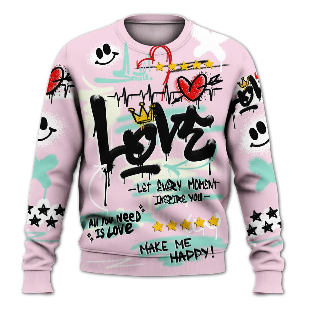 Sweatshirt To Match Retro Easter 5s - Happy Love Beats Graffiti Streetwear All Over Print