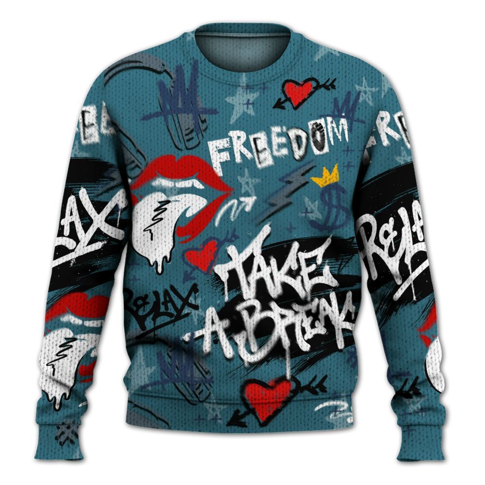 Knitted Sweater To Match Air Foamposite Kazuya Mishima - Take Break Freedom Graffiti Streetwear