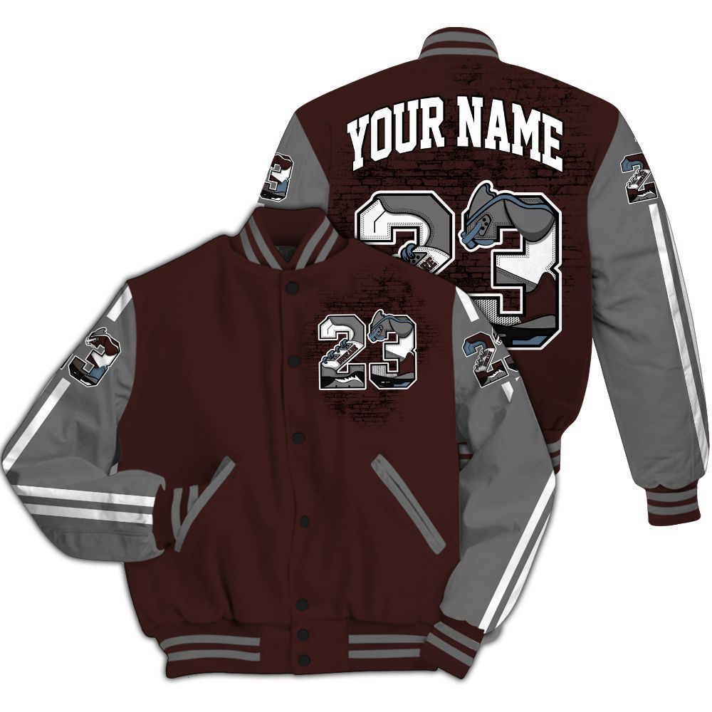 Varsity Jacket To Match Burgundy 5s - Custom Name Number 23 5s All Over Print