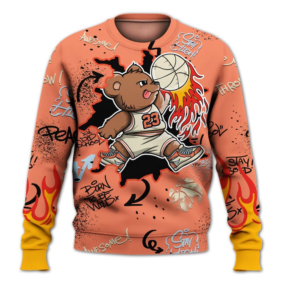 Sweatshirt To Match DJ Khaled Crimson Bliss 5s - Number 23 Basketball Bear Custom Name All Over Print
