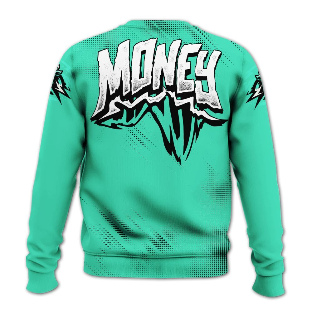 Sweatshirt To Match Black Green Glow 3s - Hustle Make Money Green Glow 3s All Over Print