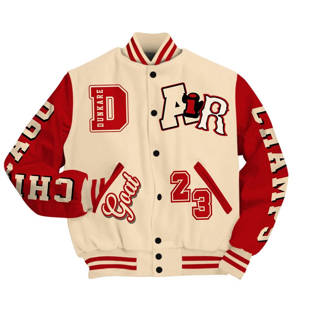 Varsity Jacket To Match Dunk Low Strawberry Waffle - AIR Number 23 GOAT Baseball Varsity Jacket Unisex Outfit