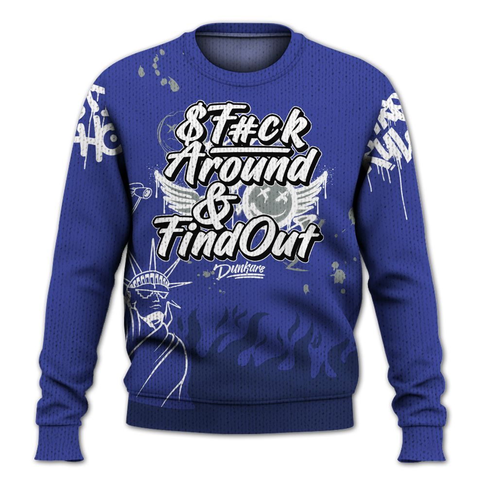 Knitted Sweater To Match Shox TL Royal - Graphic Fck Around Find Out