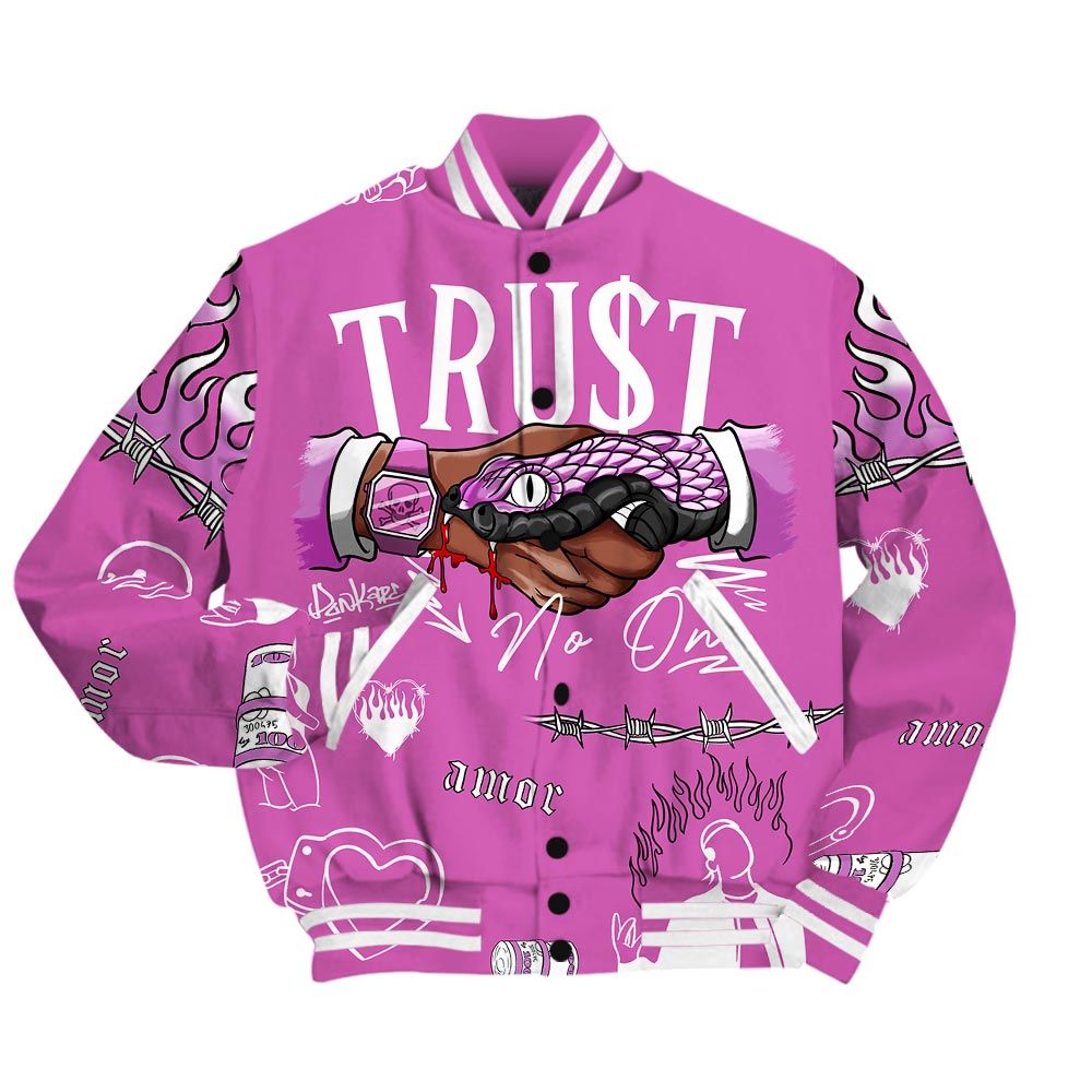 Varsity Jacket To Match Varsity Streetwear Snake Trust No One, Hyper Violet 4s T-Shirt, Sneaker Hyper Violet 4s Baseball Varsity Jacket 1604 NCT