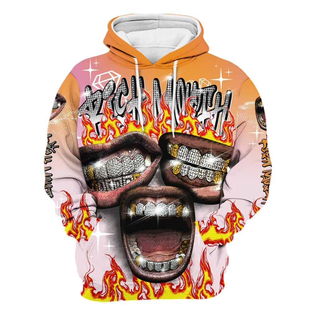 Hoodie To Match Book Sunrise 1s - Rich Mouth Fire Rap Retro 90s All Over Print
