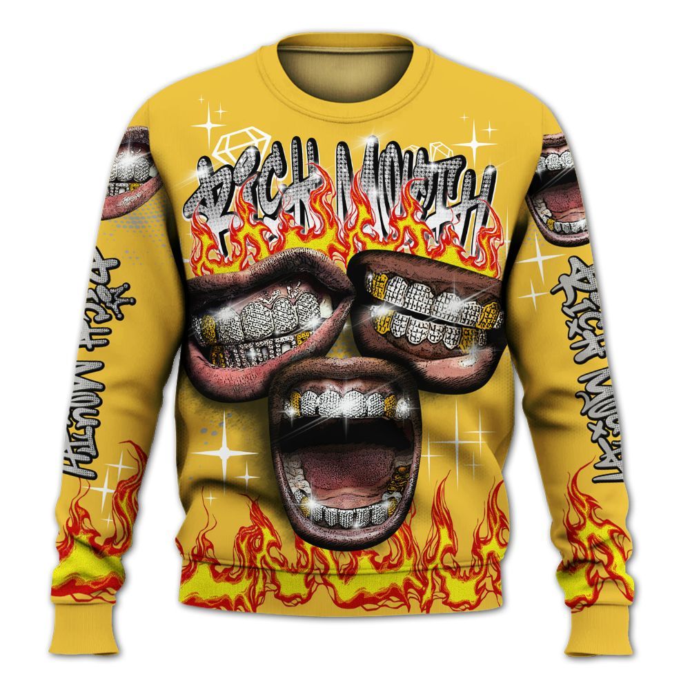 Sweatshirt To Match Low Yellow Python 11s - Rich Mouth Fire Rap Retro 90s All Over Print