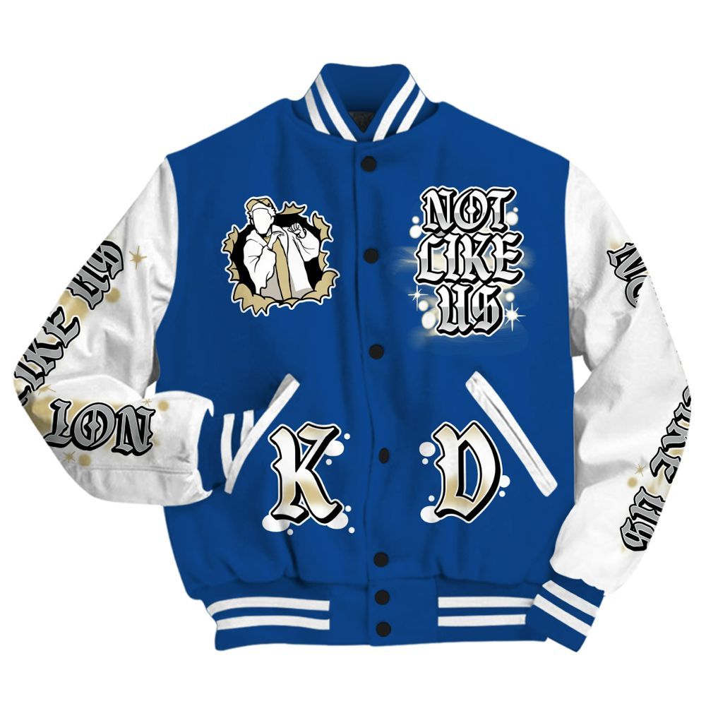 Varsity Jacket To Match Air Ship Royal Blue - None Like Us Graphic All Over Print