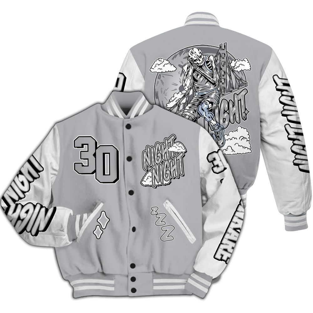 Varsity Jacket To Match Low OG Wolf Grey 1s - Seeya Skeleton All Over Print