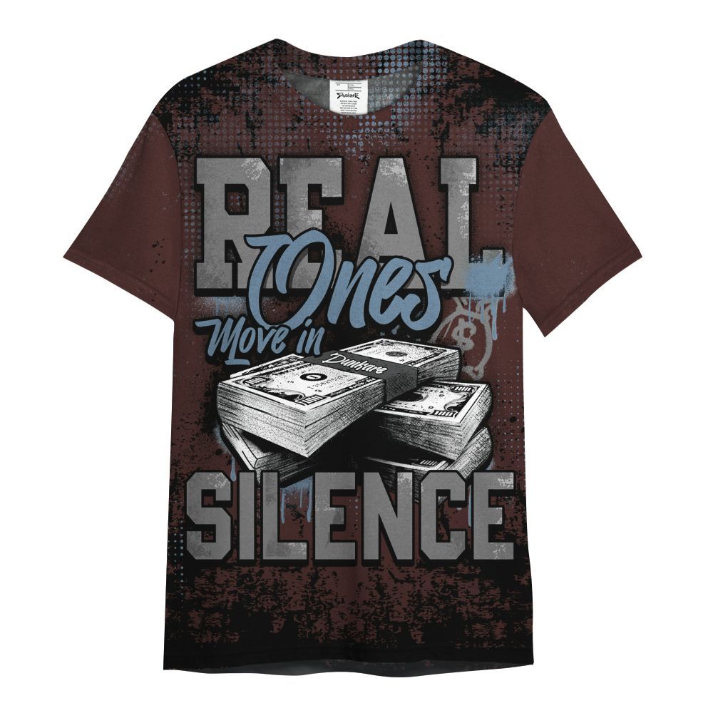 Shirt To Match Burgundy 5s - Move In Silence Money Street Retro All Over Print