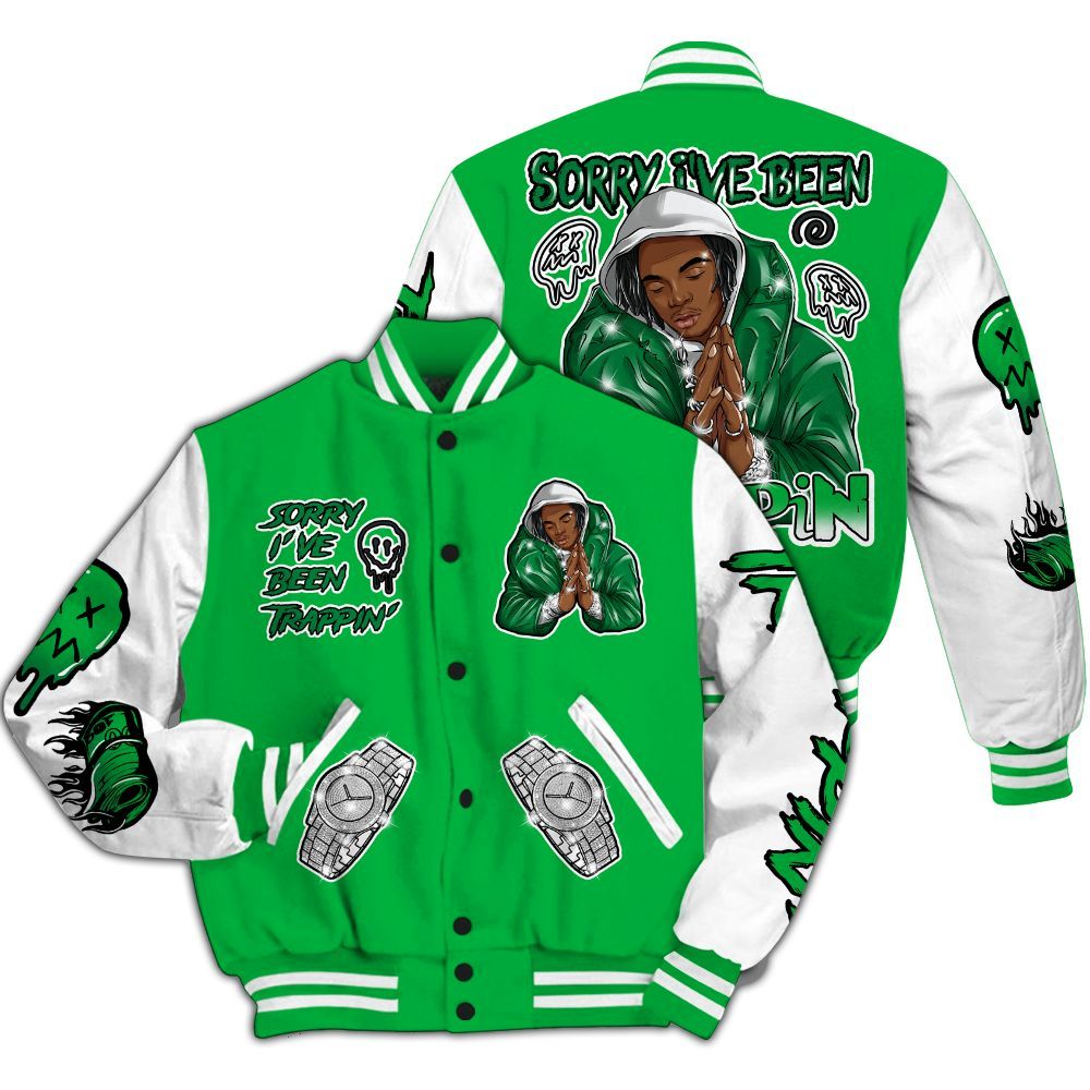 Varsity Jacket To Match Lucky Green 5s - Trappin' Unique All Over Print