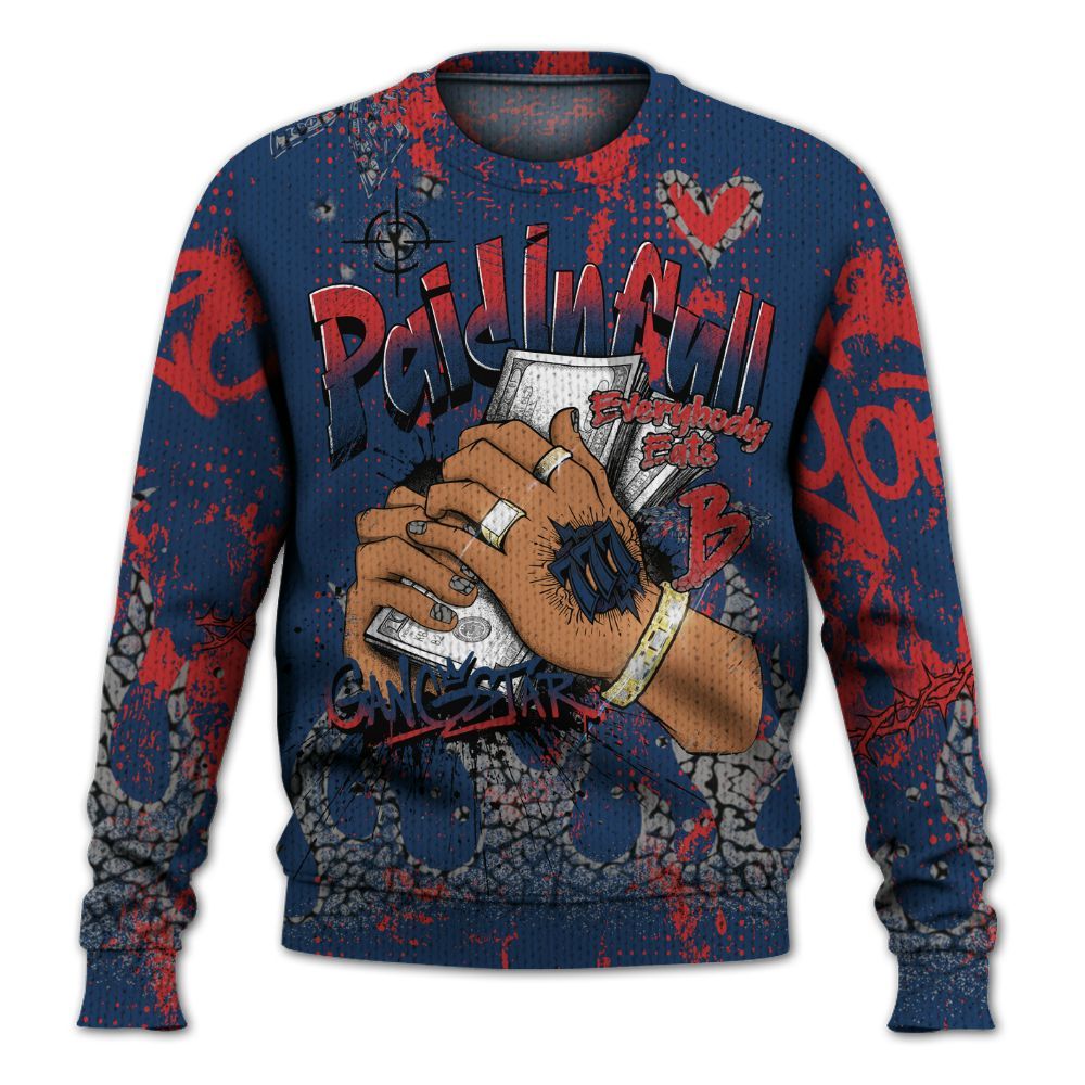 Knitted Sweater To Match SP Sport Royal 3s - Lucky Money Paid In Full Graffiti