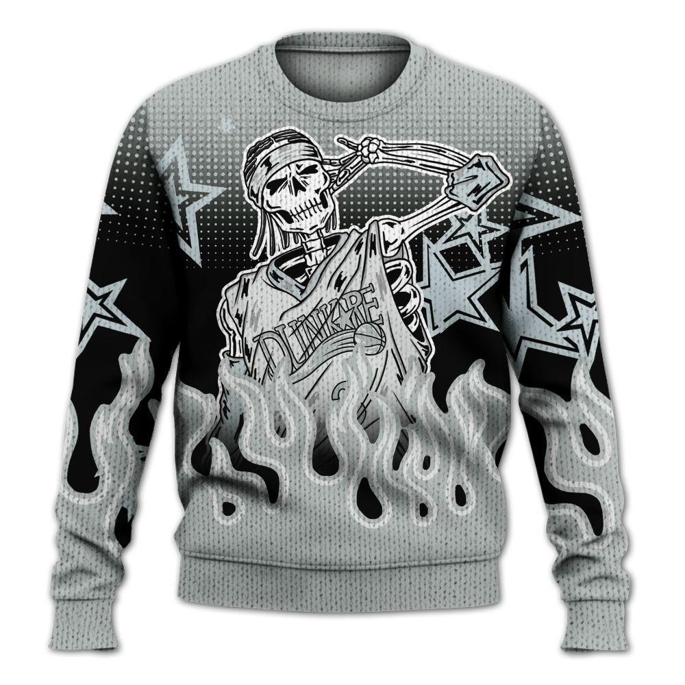 Knitted Sweater To Match Black Wolf Grey 12s - Allen Answer Unique Fire Custom Name