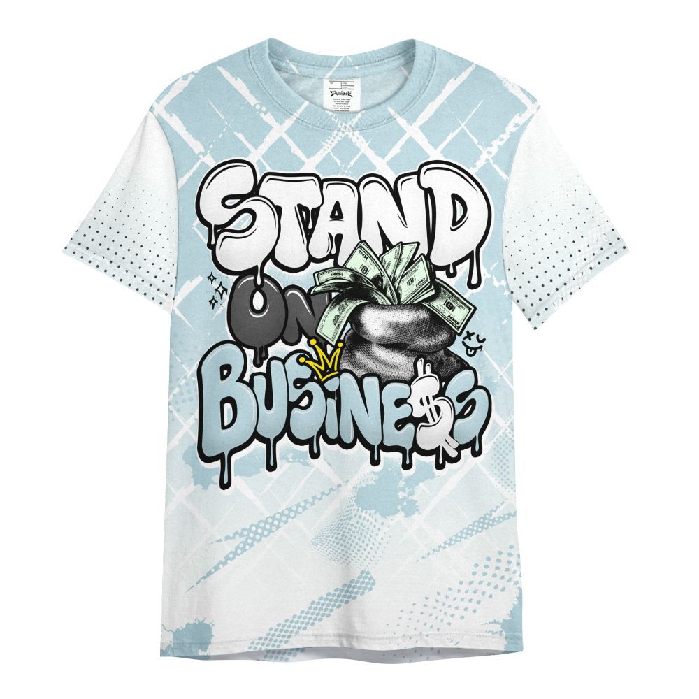 Shirt To Match Mid Ice Blue 1s - Halftone Stand Business Dripping All Over Print
