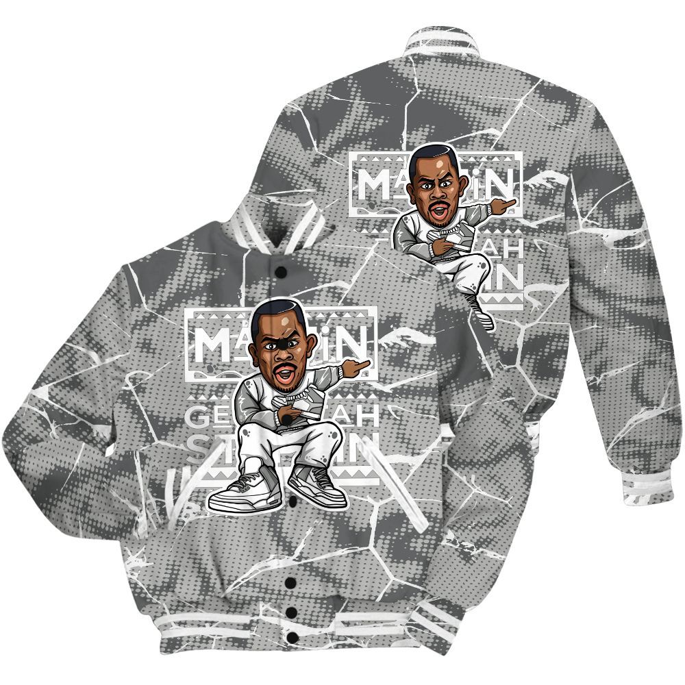 Varsity Jacket To Match Retro Wet Cement 4s Shirt - Get Tag Sneakers Steppin' Graphic Crack All Over Print