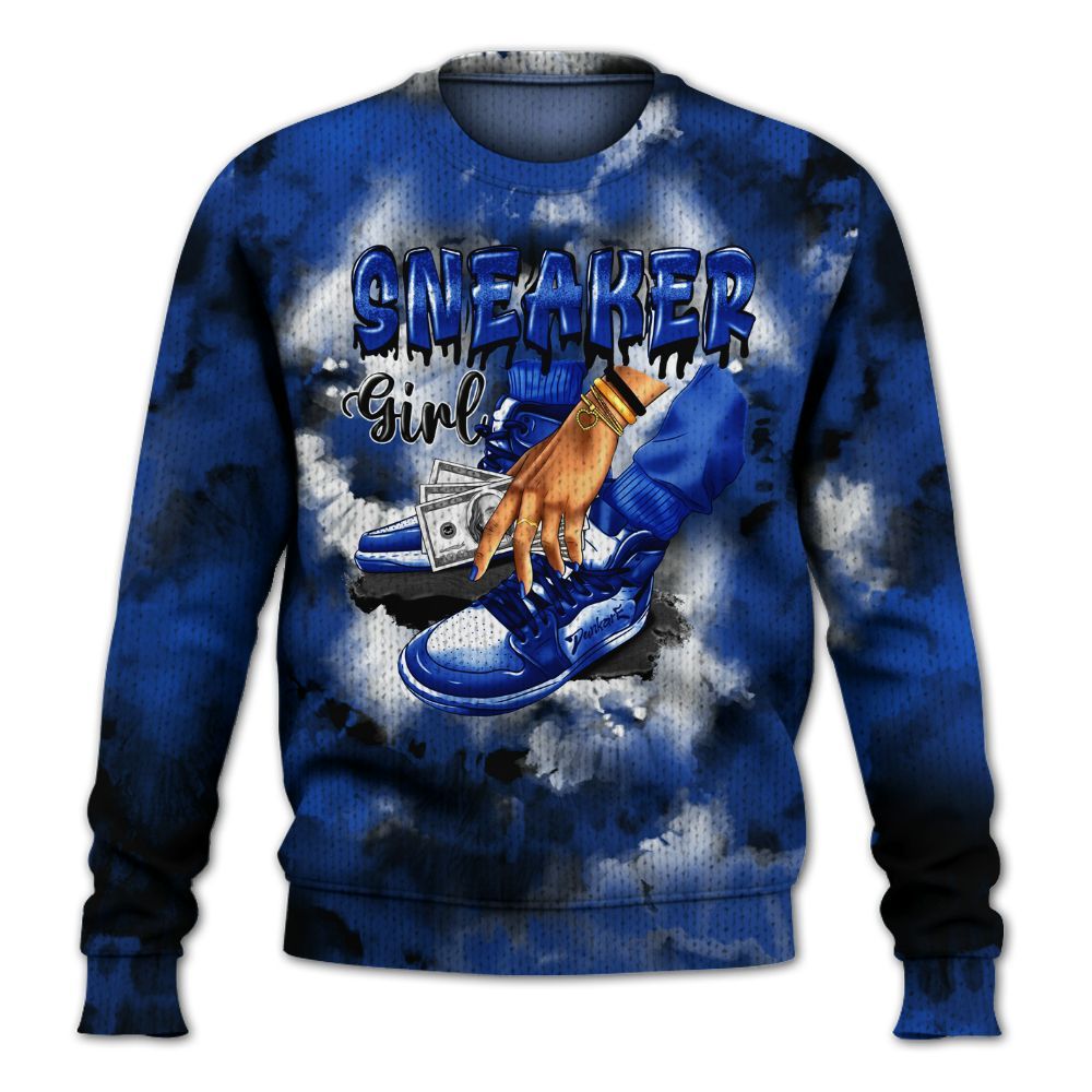 Knitted Sweater To Match Air Foamposite One Royal - SNEAKER Girl Money Drip Tie Dye