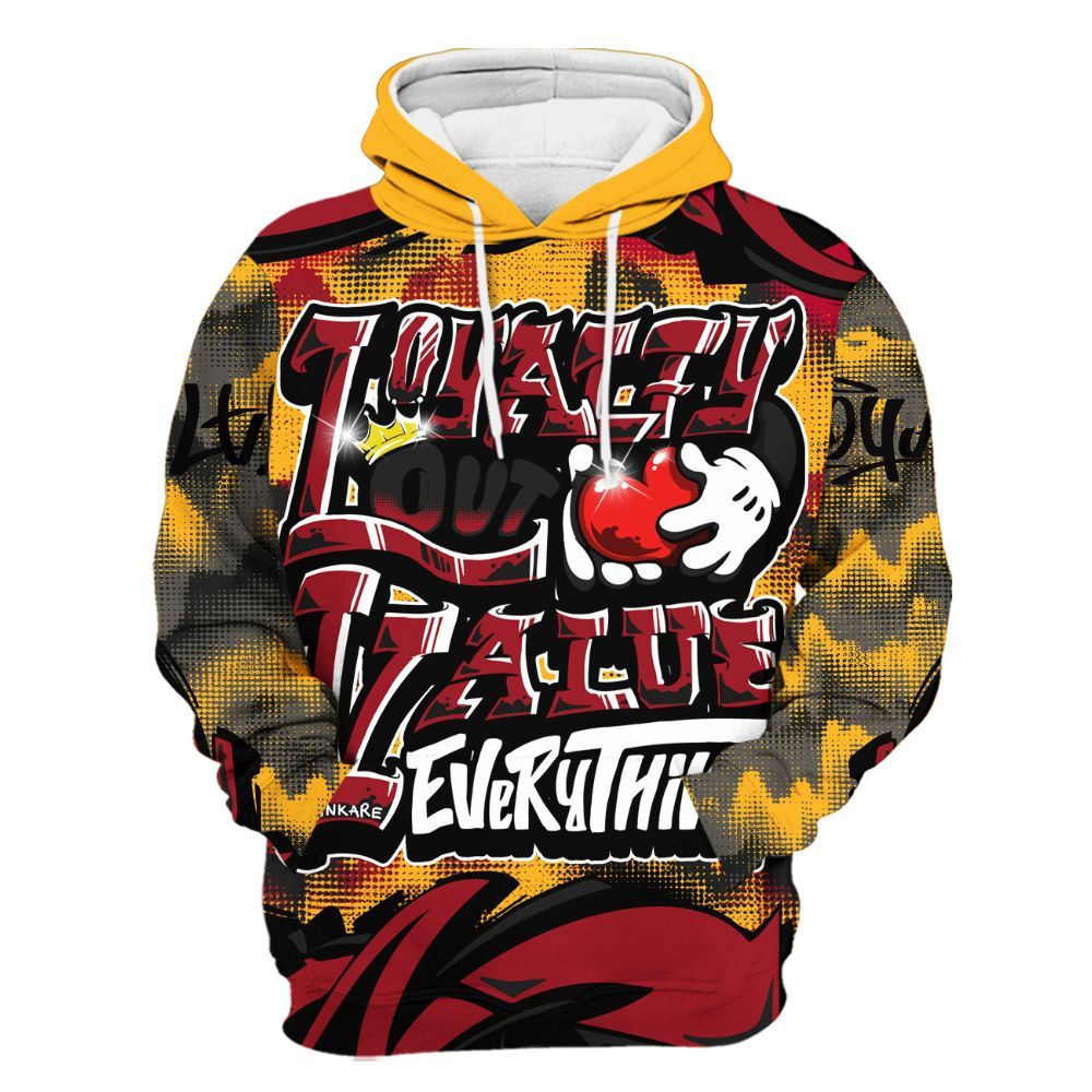 Hoodie To Match White Taxi 12s Shirt, Loyalty Out Value Graffiti All Over Print