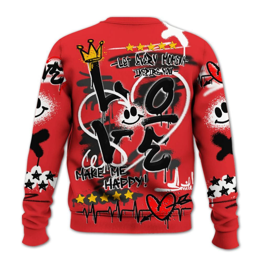 Sweatshirt To Match Chile Red 9s - Happy Love Beats Graffiti Streetwear All Over Print