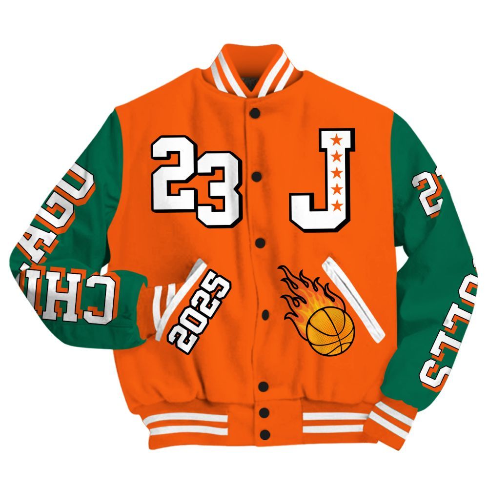 Varsity Jacket To Match SoleFly Sail Gorge Green 3s - Chicago 23 Basketball All Over Print