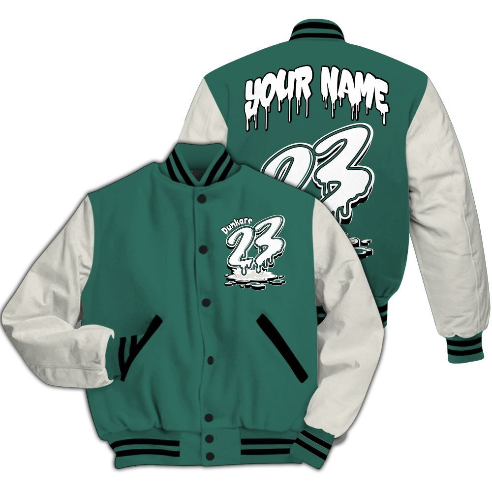 Varsity Jacket To Match RM Oxidized Green 4s - Custom Name 23 Drip All Over Print