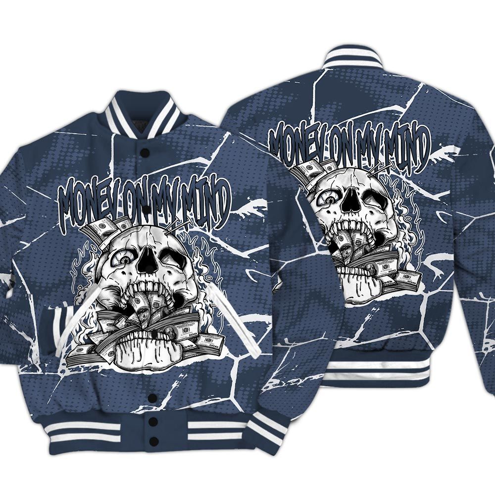 Varsity Jacket To Match Low Diffused Blue 11s - MOMM Skeleton Crack Varsity Jacket Unisex