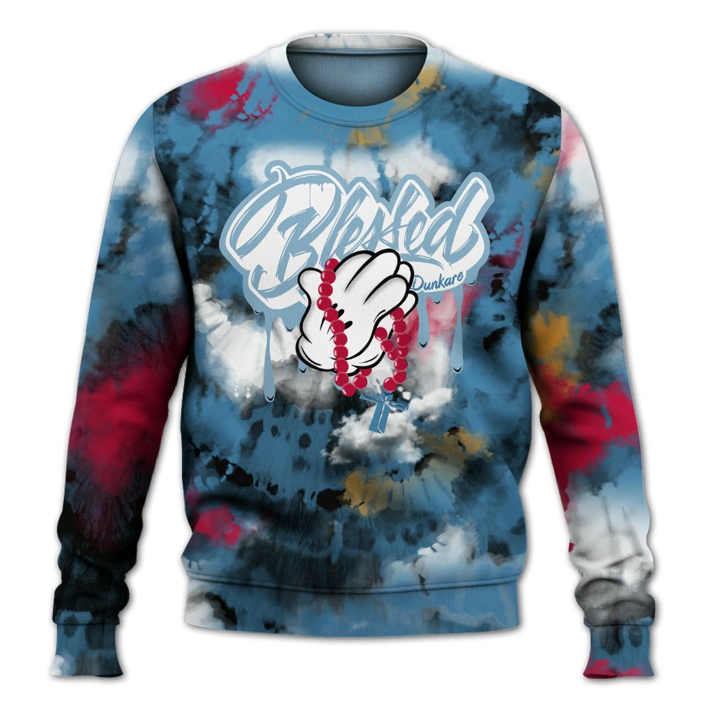 Sweatshirt To Match GS Messy Room 4s - God Blessed Tie Dye All Over Print