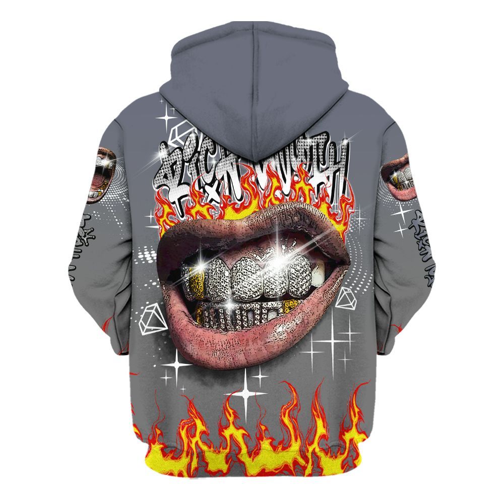 Hoodie To Match Cool Grey 6s - Rich Mouth Fire Rap Retro 90s All Over Print