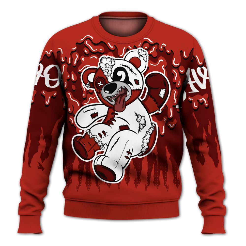 Sweatshirt To Match SP Firewood Orange 4s - Havok Bear Dripping All Over Print