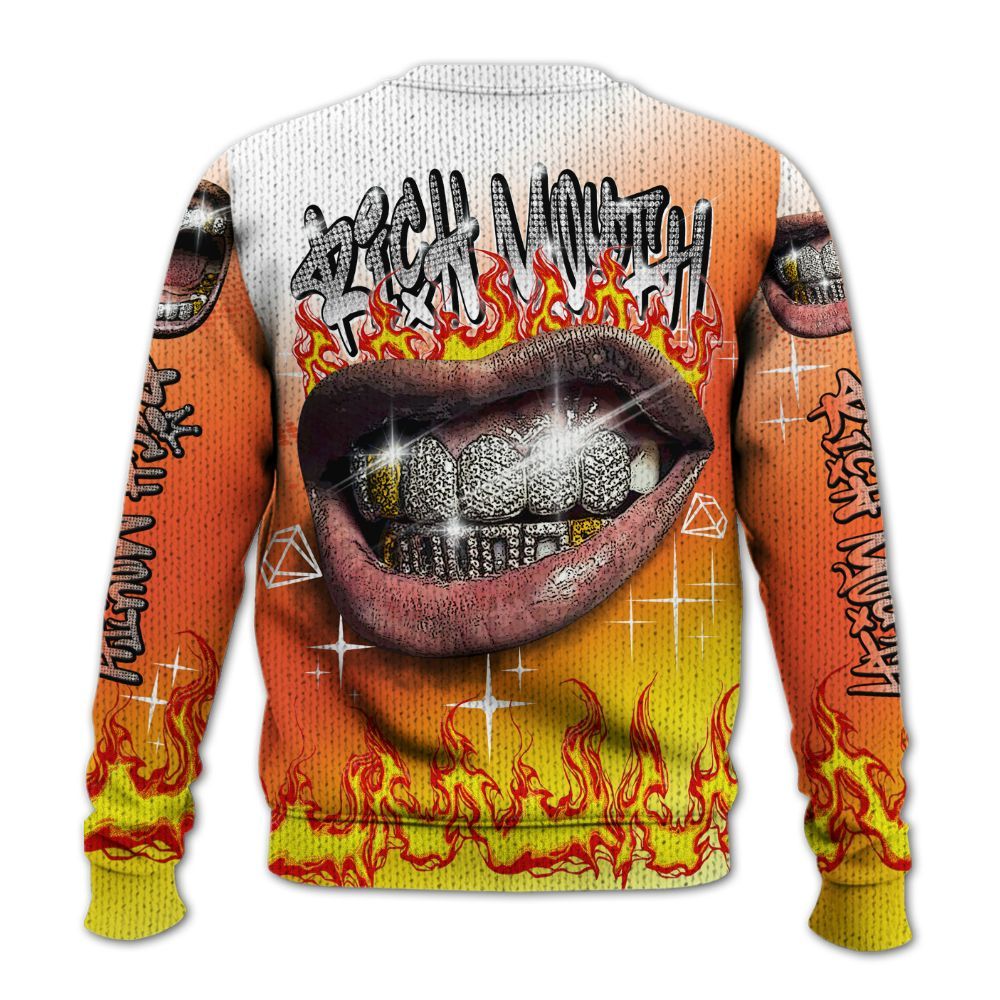 Knitted Sweater To Match Dunk High Candy Corn - Rich Mouth Fire Rap Retro 90s