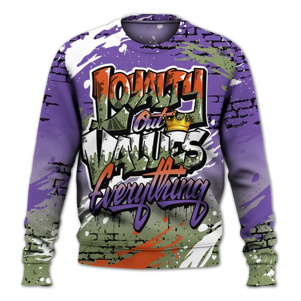 Sweatshirt To Match Canyon Purple 4s - Values Of Loyalty Drip All Over Print
