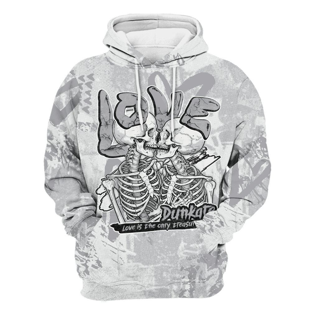 Hoodie To Match Low OG Wolf Grey 1s - Skull Love All Over Print