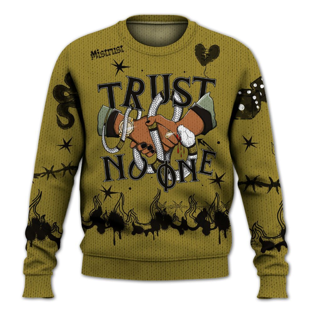 Knitted Sweater To Match Air Flightposite Metallic Gold - Trust No One Snake-Bite Doodle Crayon