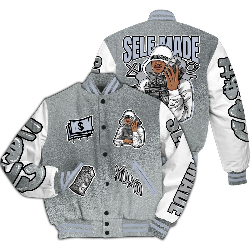 Varsity Jacket To Match White Metallic 2026 5s - Selfmade Unique All Over Print