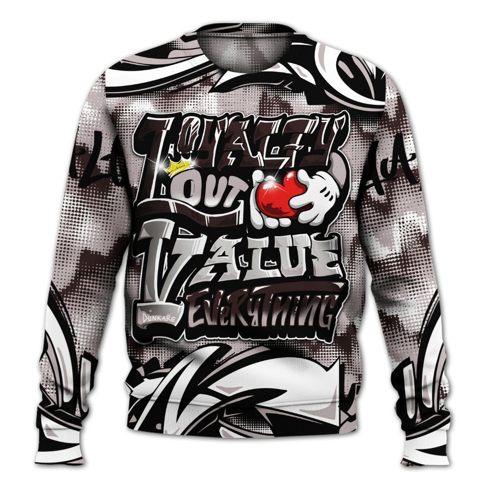 Sweatshirt To Match AMM Air Smokey Mauve 6s - Loyalty Out Value Graffiti All Over Print