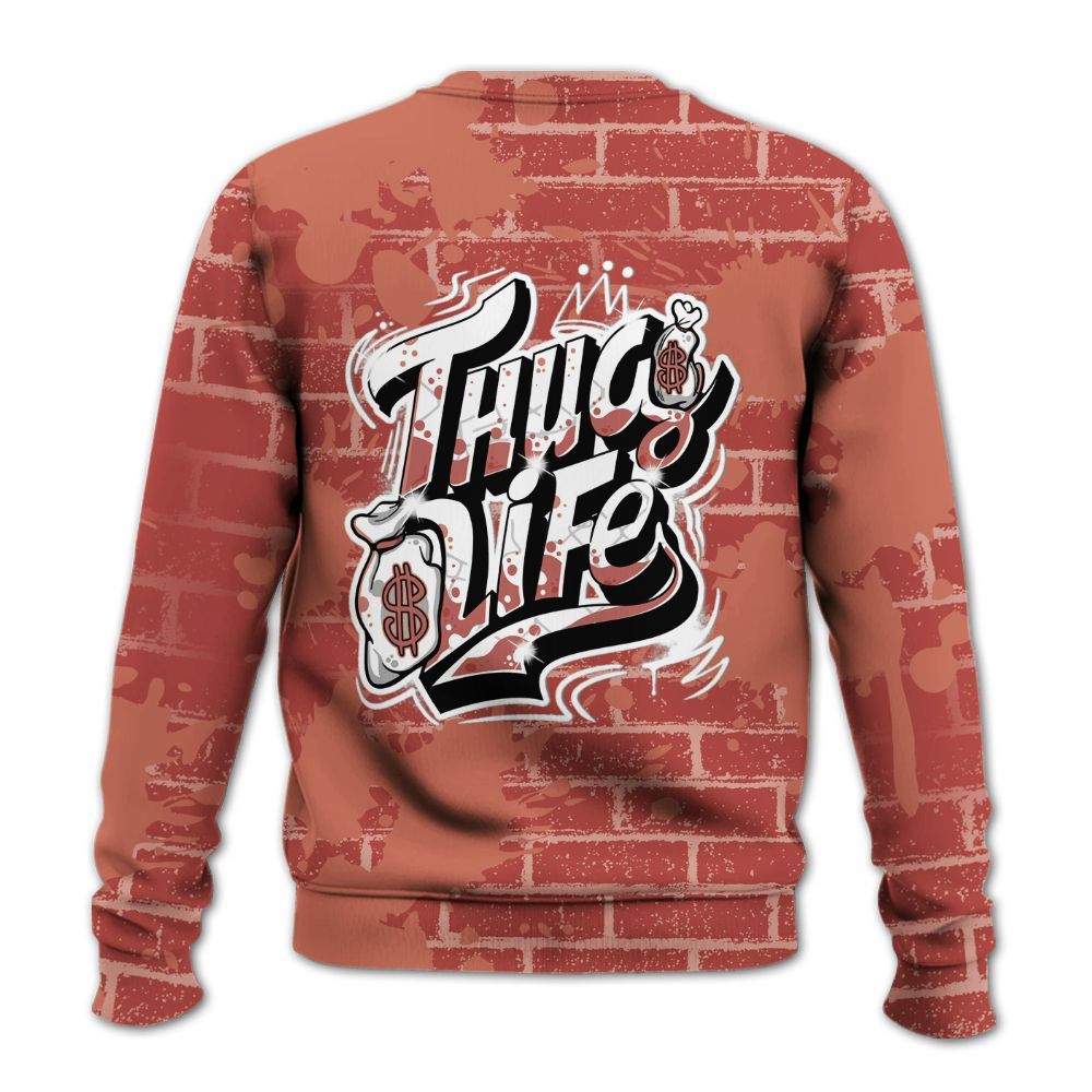 Sweatshirt To Match Dune Red 13s - Free Thug Living Graphic Brick Art All Over Print