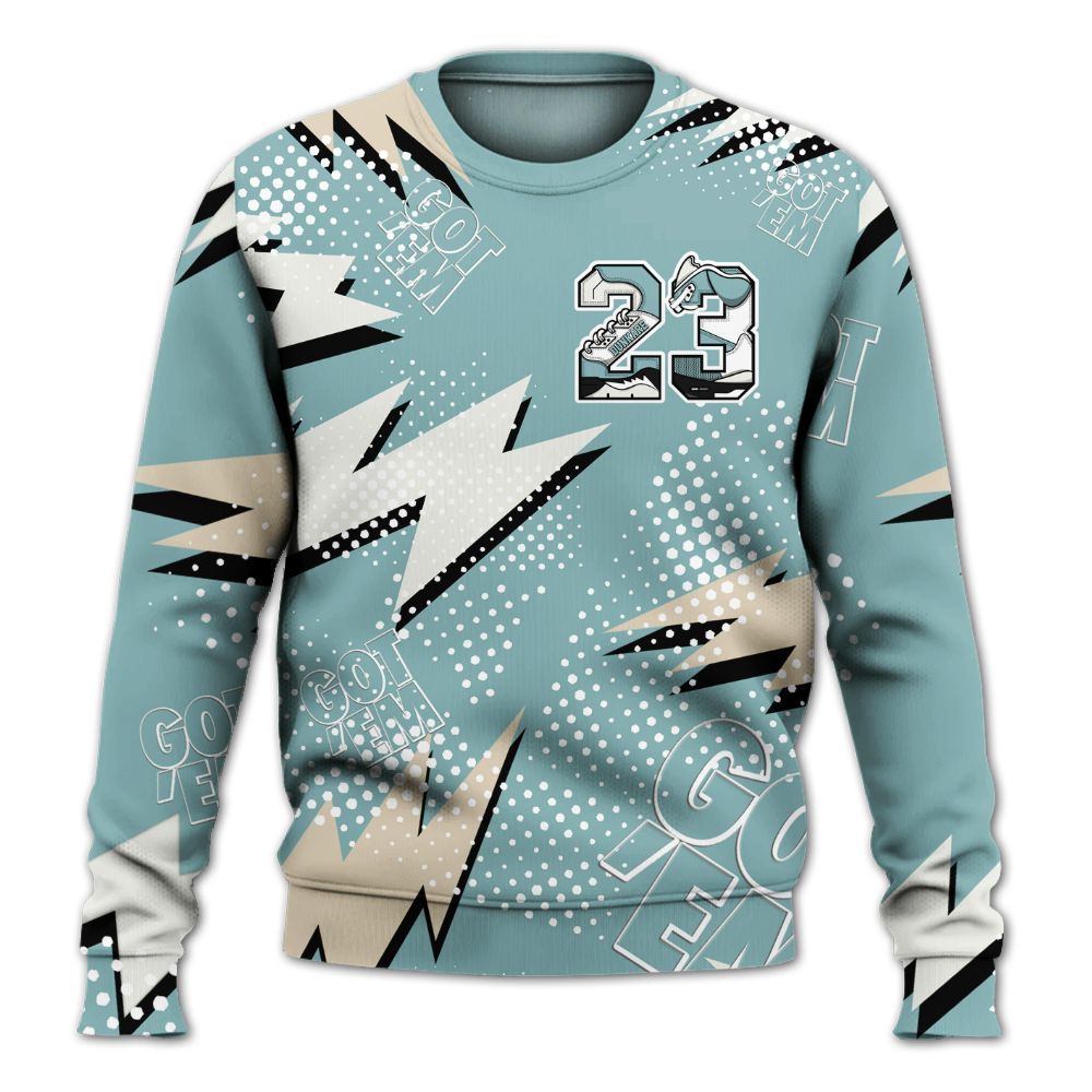 Sweatshirt To Match Dunk Low Glacier Blue Pale Ivory - Custom Name Number 23 5s All Over Print