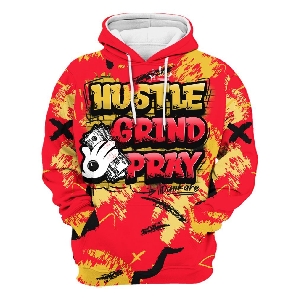 Hoodie To Match KD 18 Air Bakin - Hustle Grind Pray Retro All Over Print
