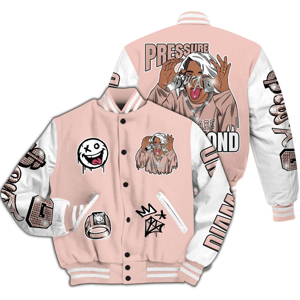 Varsity Jacket To Match Low Legend Pink 11s - Pressures Makes Varsity Jacket To Match All Over Print